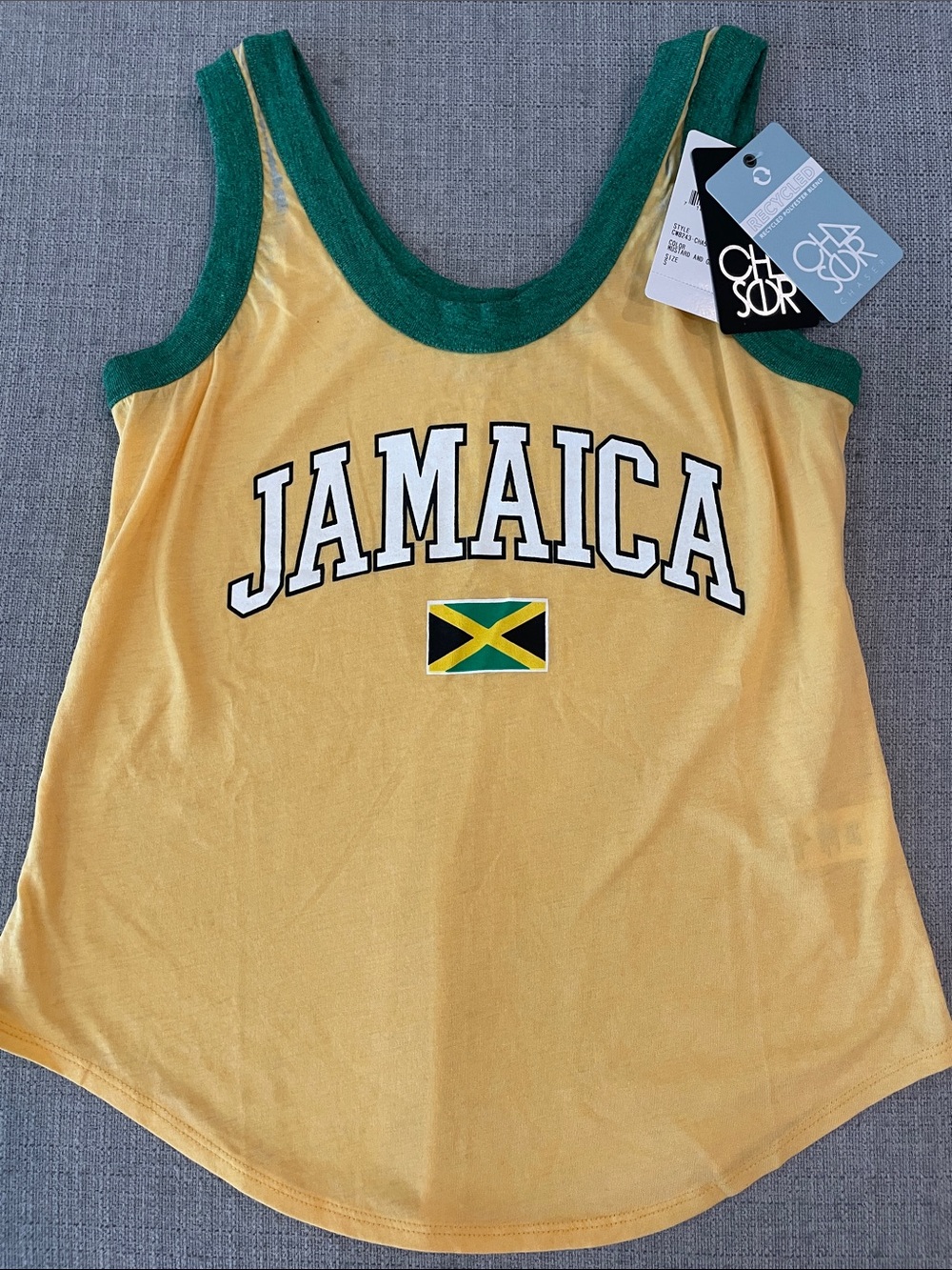Chaser Yellow Tank with Green Trim and Jamaica Script